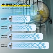 FUGOO 2 Pack 24 Inch Brushless DC Wall Fan, 6000 CFM, Quiet & Energy Saving, Waterproof