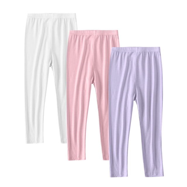 Girls Legging 3PC Pack Essential Stretch Pants Bundle Soft Thin Bottoms Multi Pack Value Set 2-13 Years Sizing