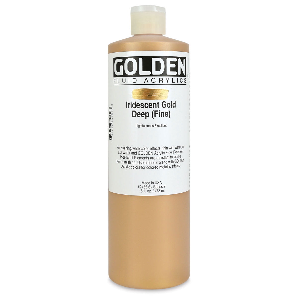 Golden Iridescent Fluid Acrylic Pint Iridescent Deep Gold