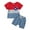Red Blue, variant on Infant Baby Boys Summer Clothes Solid Color Short Sleeve T-Shirt and Drawstring Shorts Set 2Pcs Toddler Outfits