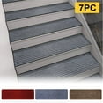 thumbnail image 2 of Sentmoon Stair Carpet Treads Stair Treads 7pcs Horizontal Striped Brushed Stair Mats Household Stair Step Mats Step Mats Absorbent Non Slip Sound Insulation Mats Sound Insulation Carpet, 2 of 9