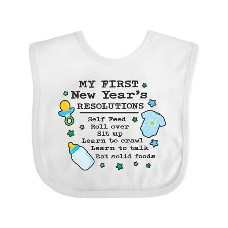 

Inktastic My First New Years Resolutions with Baby Clip Art and Stars Gift Baby Boy Bib