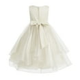 thumbnail image 2 of Ekidsbridal Asymmetric Ruffled Organza Sequin Flower Girl Dresses for Junior Pageants Wedding Reception Ceremony 012 4, 2 of 3