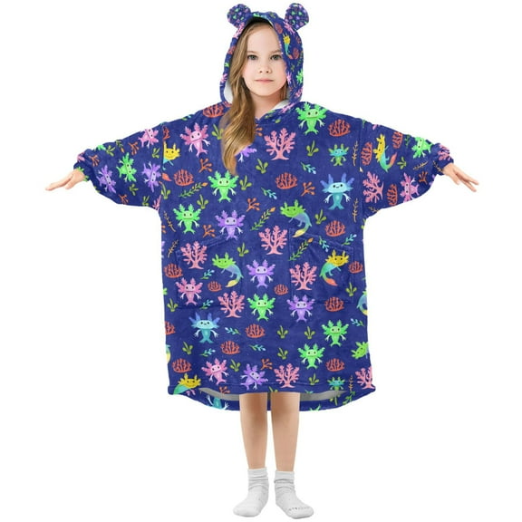 joogoo Wearable Blanket Cute Axolotls Hoodie for Oversized Sherpa Hooded 3-14 YR M