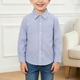 thumbnail image 2 of WUANDIXFA Boys Dress Shirts Long Sleeve Casual Shirts Button Down Lapel Shirt Toddler Boy Trendy Spring Fall Tops Boys Dress Shirt,Blue,5-6 Years, 2 of 5