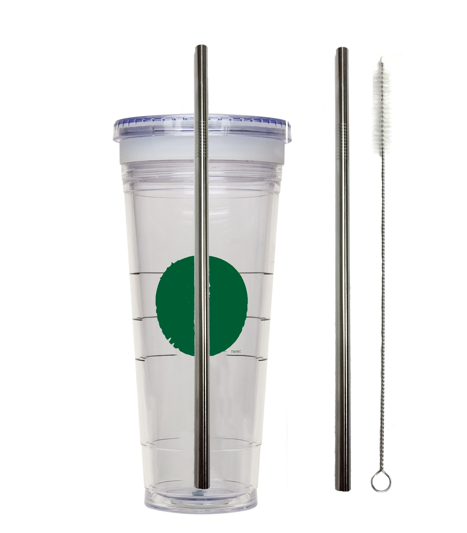 Starbucks Reusable Straws Set - 2 Pcs Venti Size Straws with Cleaning Brush and Pouch