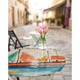 thumbnail image 6 of Watercolor Graffiti Ocean Sailboat Fitted Round Tablecloths Elastic Edged Table Covers 36"-44",Nautical Theme on Burlap Waterproof Dining Room Kitchen Table Cloth for Holiday Party Tables Decor, 6 of 8