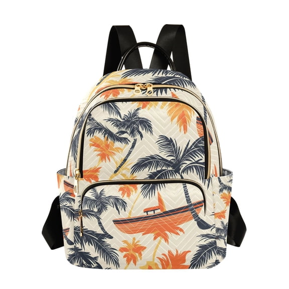 ALAZA Tropical Tree Boats Womens Travel Laptop Backpack Large Daypack Ladies Shoulder Bags S