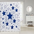 thumbnail image 2 of Manfei Minimalist Stars Shower Curtain 72Wx84L,Abstract Stripes Bathroom Shower Curtain,Blue White, 2 of 5