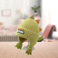 thumbnail image 6 of Toddler Kids Knit Hat Cute Soft Thickened Dinosaur Hat Beanie Warm Winter Cap, 6 of 8