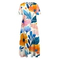 thumbnail image 5 of PuLe Summer Short Sleeve Dress Womens Oversized Tunic Dress Boho Floral Short Sleeve Maxi Dresses Summer Casual Loose Long Dress with Pockets, 5 of 5