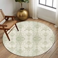 thumbnail image 2 of Round Rugs 5Ft, Sage Green Floral Boho Round Area Rug Washable Indoor Throw Carpet, Vintage Ethnic Tribe Abstract Art Soft Non Slip Circle Rug for Cabinet Bathroom Home Decor Aesthetic, 2 of 8