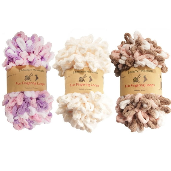 BambooMN Finger Knitting Yarn - Fun Finger Loops Yarn - 100% Polyester - Assortment 90 - 3 Skeins