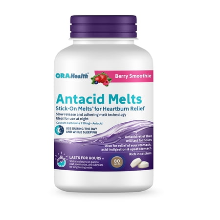 OraHealth® Stick-On Antacid Melts for Heartburn Relief, 80 Count