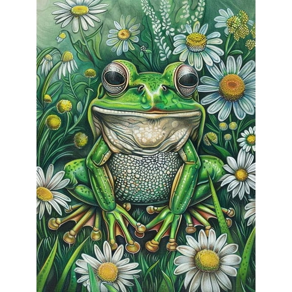 5D DIY Diamond Painting Set "Frog, Animal" Round Diamond Art Crafts for Adults, Suitable for Wall Decoration, Bedroom and Home Decoration