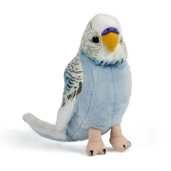Living Nature Yellow Budgerigars Stuffed Animal with Sound | Fluffy Budgerigars Toy | Soft Toy Gift for Kids (Blue)