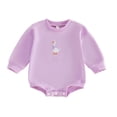 thumbnail image 6 of larppty Baby Boy Girl Sweatshirt Romper Long Sleeve Bodysuit | Unisex Baby Long Sleeve Oversize Romper Top, Baby Goose Clothes Fall, Ideal for Farm Animal Outfit&Daliywear (Z03-Purple, 0-3 Months), 6 of 6