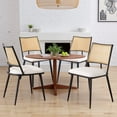 thumbnail image 5 of MAYEERTY White Dining Chairs Set of 2, Rattan Backrest, Metal Frame, Boucle Upholstery for Living Room, 5 of 7