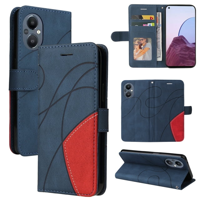 Compatible OnePlus Nord N20 5G Case, Leather Wallet Case Stand View Magnetic Clasp Book Flip Folio Phone Cover - Blue
