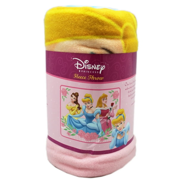Disney Princess Belle, Cinderella, and Aurora Pink Floral Fleece Throw