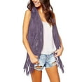 thumbnail image 3 of Yigetop Fringe Top, Women Casual Tassel Vest Sleeveless Open Front Cardigan Tank Jacket Outerwear 1970S Outfits for Women Purple L, 3 of 8