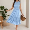 thumbnail image 6 of DHFJKG Summer Dresses For Women Casual Sleeveless Midi Dress Ruffle Hem Smocked Waist Flowy A-Line Beach Vacation Sundress Comfortable Dresses, 6 of 8
