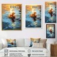 thumbnail image 4 of Designart "Morning Quack Yellow Duck" Animals Framed Wall Art - Traditional Blue Duck Entryway Framed Wall Art Print, 4 of 6
