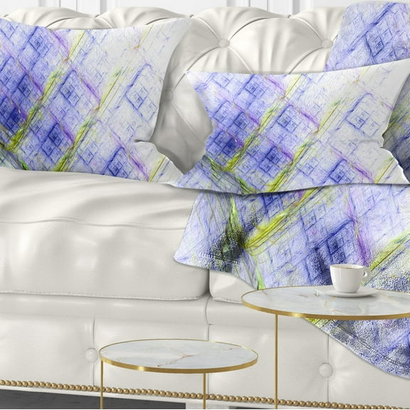 Designart Light Blue Fractal Grill - Abstract Throw Pillow - 12x20