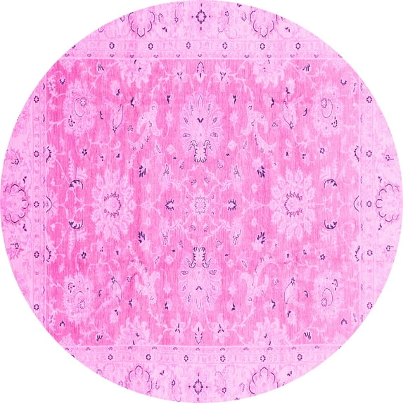 Ahgly Company Indoor Round Oriental Pink Traditional Area Rugs, 7' Round