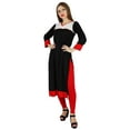 thumbnail image 6 of Bimba Women Black Red Straight Kurti Tunic Indian Ethnic Casual Formal Kurta, 6 of 7