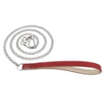 thumbnail image 1 of LEEYNEER Laisse pour Chien Chaîne en Métal avec Poignée en Cuir Acier Inoxydable Grands Chiens Robuste Marche 2 Pcs Rouge, 1 of 6