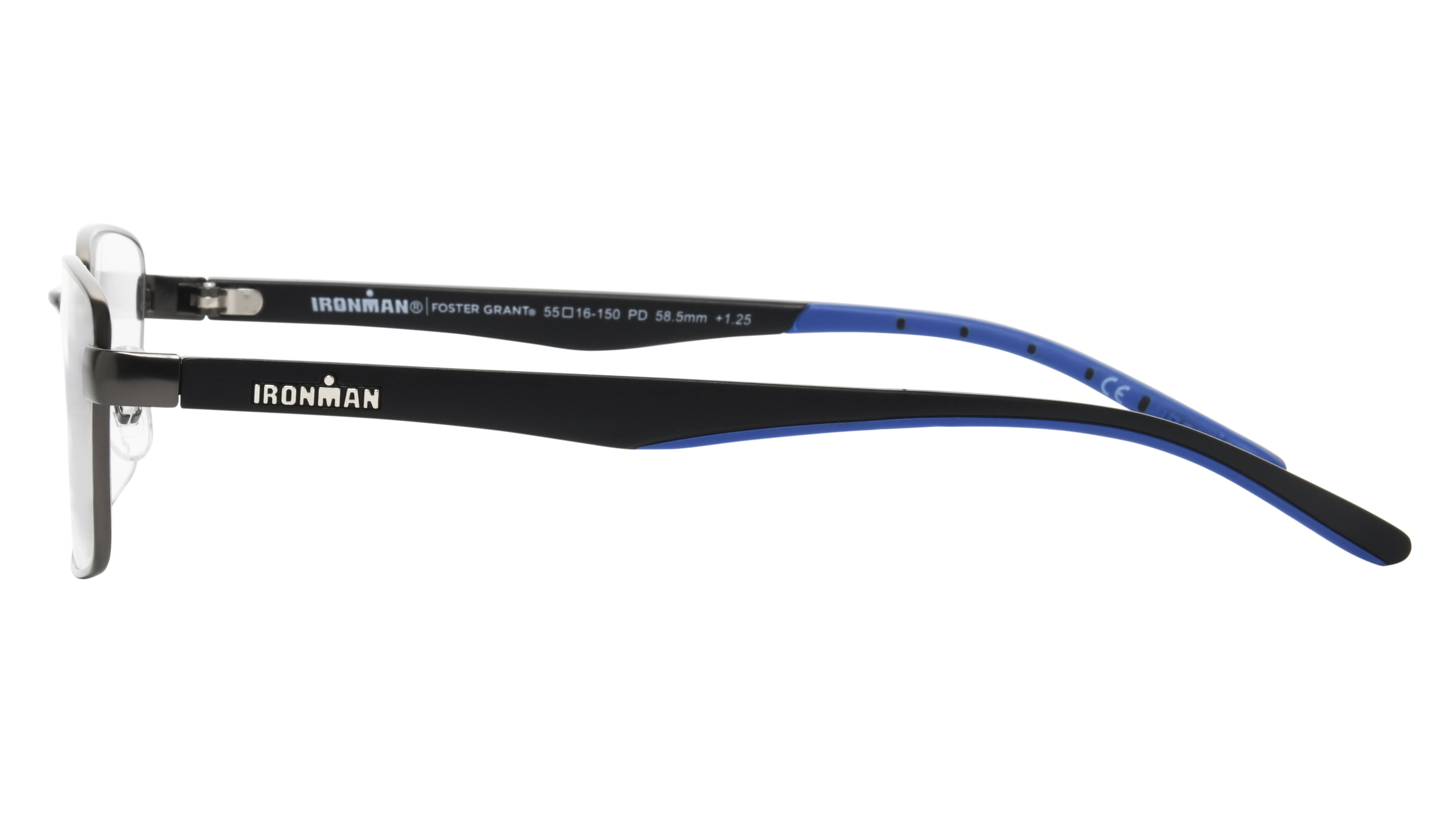 (2 pack) Ironman Rectangle Gun/Blue Reader Eyeglass 1.25