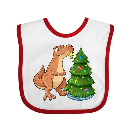 

Inktastic Tyrannosaurus Rex Decorating Christmas Tree Gift Baby Boy or Baby Girl Bib