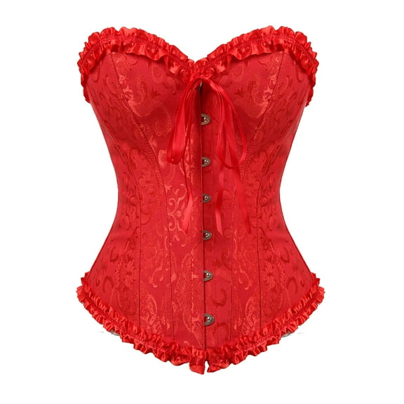 Grebrafan Bustiers Corsets Women Burlesque Red M