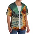 thumbnail image 2 of Sikiie Space Adventurer Cat Men's Cuban Shirt, Hawaiian Shirts, Business Casual Button Down Shirts, Short Sleeve Shirt-Small, 2 of 5