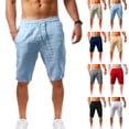 thumbnail image 2 of Pantalones cortos informales para hombre, Shorts de lino y algodón, transpirables, para playa, gimnasio, baloncesto, Verano Fivean unisex, 2 of 2