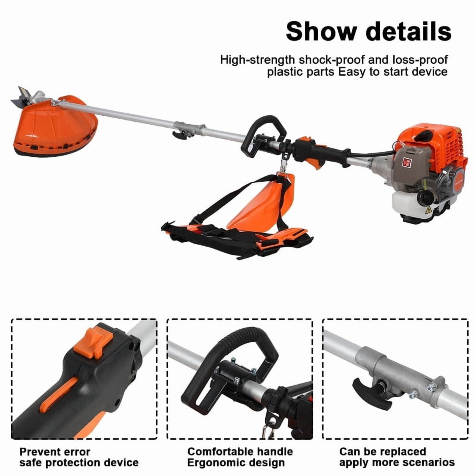 2025 New Gas Weed Wacker - 52cc 2-Stroke 5 in 1 Multi-Functional Lawn Mower Hedge Trimmer Pruners Gas Powered Brush Cutter, Handheld Weed Eater for Garden and Yard Lawn