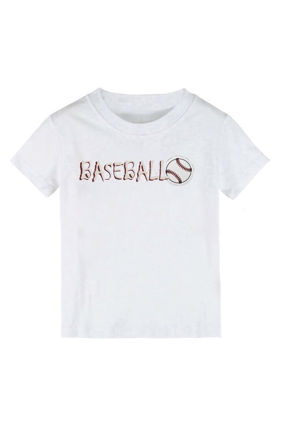Boys T Shirt Baseball Letter Print Short Sleeved T-Shirt Cotton Graphic Tee