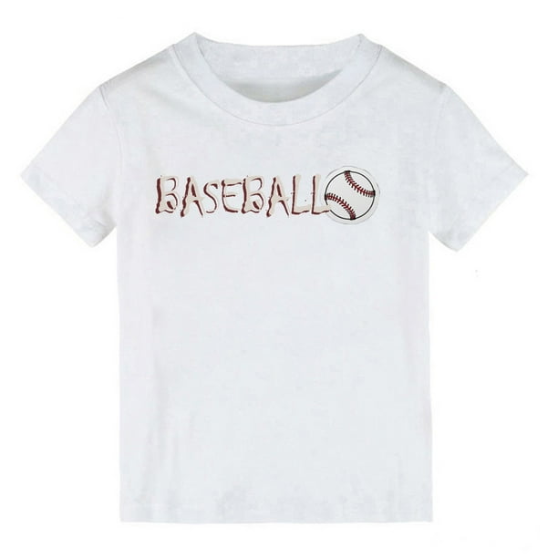 Playeras Gibobby Niñas Verano Color sólido Béisbol Estampado de dibujos animados Blanco 12-18 Meses