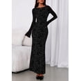 thumbnail image 2 of Vestido PRETTYGARDEN 2025 floral ajustado largo con manga larga talla M, 2 of 8