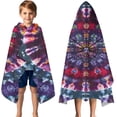 thumbnail image 3 of Colorful Tie Dye Pattern Hooded Bath Towel，50"x30" for Ages 3 To 12 Kids, Quick Dry Lightweight Soft Microfiber Hood Beach Towel Cover Up for Kids, 3 of 7