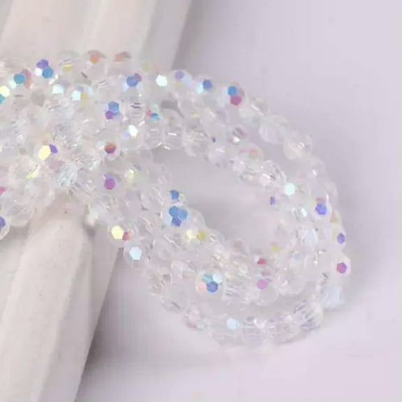 U8MO 200pcs 3mm Round Faceted Sphere Crystal Glass Ball Loose Spacer Crafts Beads Lot-Half Clear AB