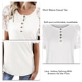thumbnail image 3 of Blusa de verano de moda cómoda con empalme de botones huecos de encaje y manga corta informal para mujer, 3 of 5
