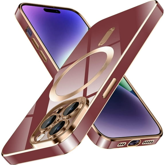 for iPhone 13 Pro Case,[Compatible with Magsafe],[10 FT Military Grade Drop Protection][Anti Yellowing] Slim Soft TPU Luxury Protective Phone Case for iPhone 13 Pro -Dark red 8-IP13p-04