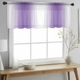 thumbnail image 2 of Purple White Ombre Valance Curtains for Kitchen/Living Room/Bathroom/Bedroom Window,Rod Pocket Small Topper Half Short Window Curtains Voile Sheer Scarf,Modern Abstract Art Farmhouse Gradient 60"x18", 2 of 8
