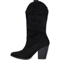 thumbnail image 3 of Polly- Women's Cowboy Mid-Calf Western Slip On Ankle Booties Almond Toe Cowgirl Boots (Black ISU, 8), 3 of 6