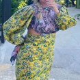 thumbnail image 3 of Robe Midi à Imprimé Floral Vintage avec Manches Longues pour Femme, 3 of 6