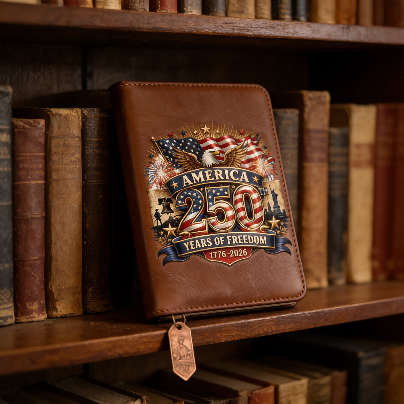 USA 250th Anniversary Commemorative Notebook, 1776-2026 Patriotic Fountain Leather Notebook, America 250 Years of Freedom Souvenir