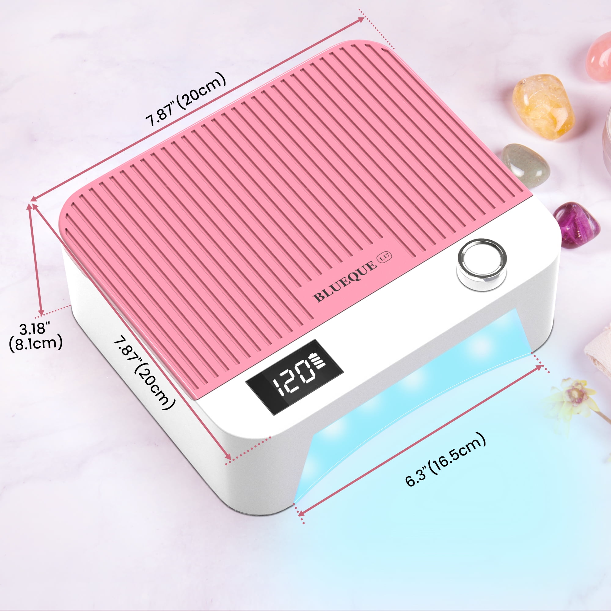 Cordless UV LED Nail Lamp, 60W Rechargeable Nail Dryer Gel Polish Light, Intelligent Auto Sensor LCD Display Nail Lamp  With 4 Timer Setting-Pink