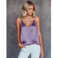 thumbnail image 2 of Ekouaer Women's Silk Satin Camisole Tank Tops V Neck Sleeveless Spaghetti Straps Blouse Casual Racerback Shirt, 2 of 5